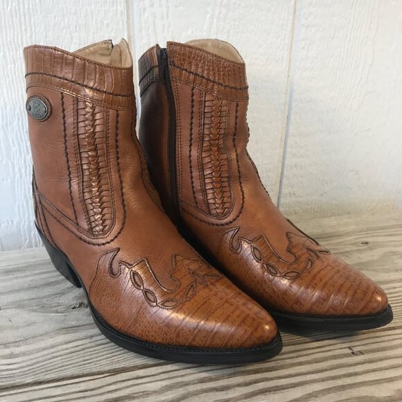 Donato Marrone D'Milton Men Western Brown Ankle Side Zip Boot 9.5 D 16534 Brazil - Picture 1 of 13